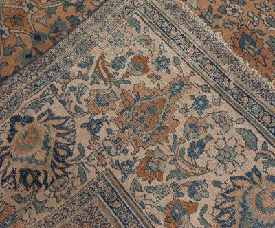 Fine Antique Persian Meshad Botanic Handmade Wool Rug