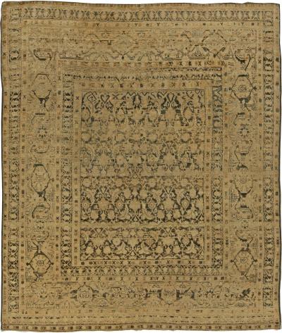 Fine Antique Persian Meshad Handmade Wool Rug Size Adjusted 