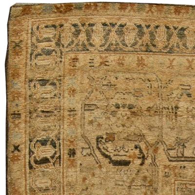 Fine Antique Persian Meshad Handmade Wool Rug Size Adjusted 