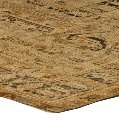 Fine Antique Persian Meshad Handmade Wool Rug Size Adjusted 