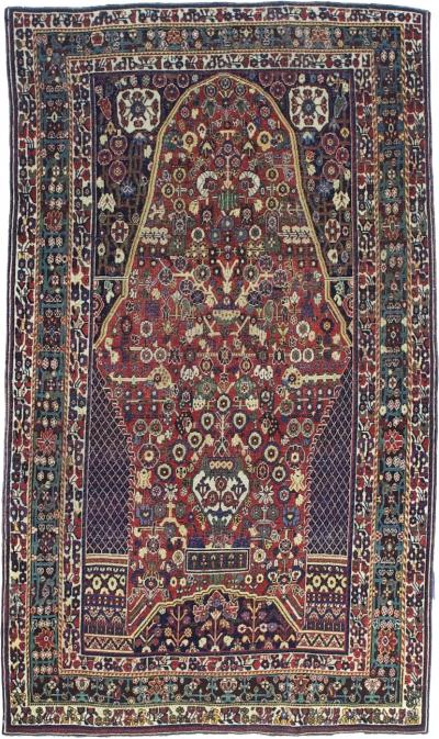 Fine Antique Persian Qashqai Tribal Wool Rug 4 9 x 8 2 
