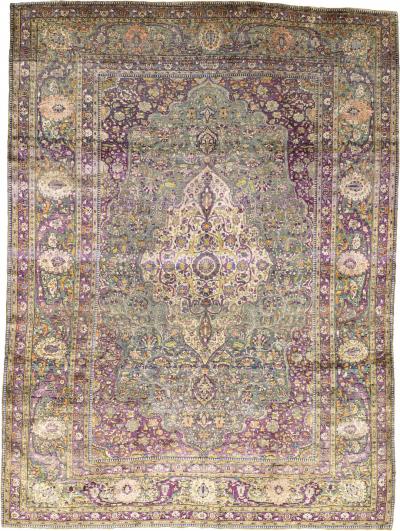 Fine Antique Persian Silk on Silk Mohtasham Kashan Rug 7 5 x 10 0 