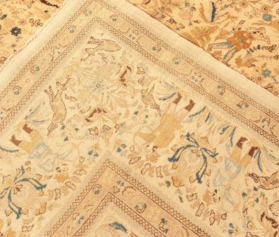 Fine Antique Persian Tabriz Animal Botanic Handmade Wool Rug