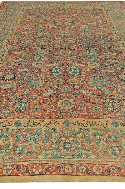 Fine Antique Persian Tabriz Animal Botanic Handwoven Wool Carpet