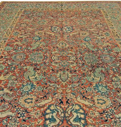 Fine Antique Persian Tabriz Animal Botanic Handwoven Wool Carpet