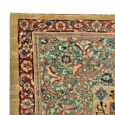 Fine Antique Persian Tabriz Animal Botanic Handwoven Wool Carpet