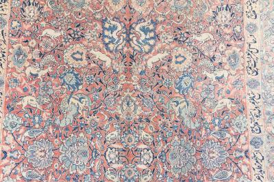 Fine Antique Persian Tabriz Animal Botanic Handwoven Wool Carpet