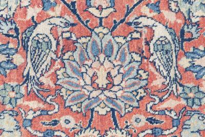 Fine Antique Persian Tabriz Animal Botanic Handwoven Wool Carpet