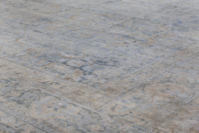 Fine Antique Persian Tabriz Blue Beige Handmade Wool Rug