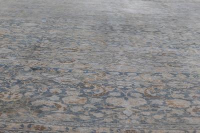 Fine Antique Persian Tabriz Blue Beige Handmade Wool Rug