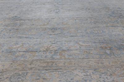 Fine Antique Persian Tabriz Blue Beige Handmade Wool Rug
