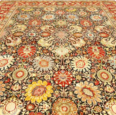 Fine Antique Persian Tabriz Floral Red Handmade Wool Rug Size Adjusted 