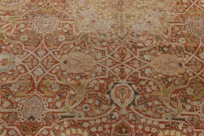 Fine Antique Persian Tabriz Hand Knotted Wool Rug