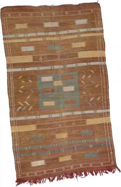 Fine Antique Scandinavian Silk Kilim Rug 44 x 75 