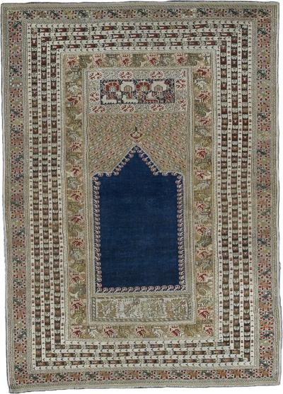 Fine Antique Turkish Giordez Wool Rug 4 1 x 5 8 