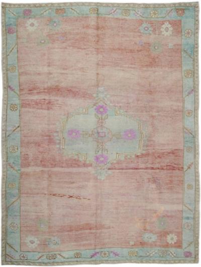 Fine Antique Turkish Oushak Wool Rug 6 5 x 8 6 