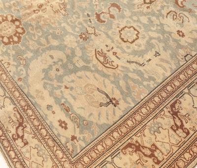 Fine Antique Turkish Sivas Green and Beige Handwoven Wool Rug