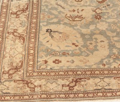 Fine Antique Turkish Sivas Green and Beige Handwoven Wool Rug