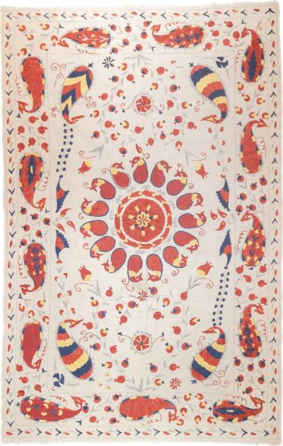 Fine Antique Uzbek Suzani Rug 63 x 99