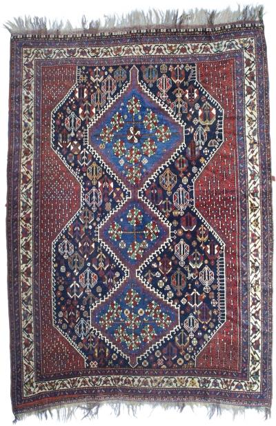 Fine Antique West Persian Tribal Khamseh Rug 6 1 x 8 8 