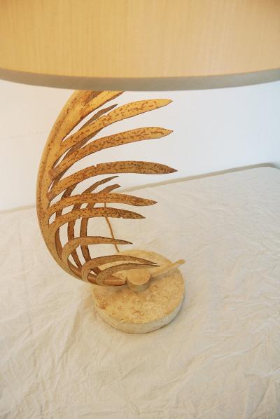 Fine Art Lamp Co Rare Mid Century Pair Iron Palm Frond Fine Art Lamp Co Lamps circa 1985