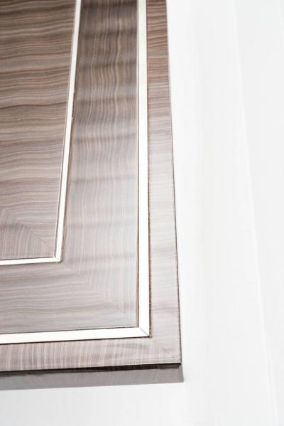 Fine Bespoke Dining Room Table Veneer Wood Top and Base with Chrome Inserts