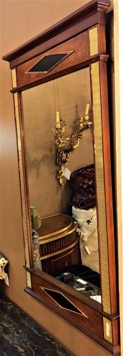 Fine Bronze Mounted Mahogany Ebonized Russian Neoclassical Wall Mirror