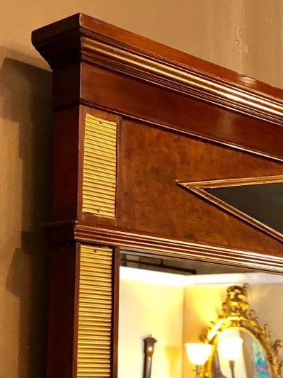 Fine Bronze Mounted Mahogany Ebonized Russian Neoclassical Wall Mirror