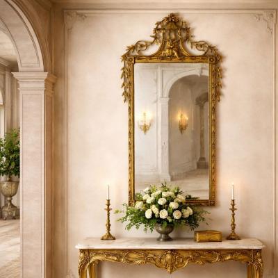 Fine Chinese Chippendale Pagoda Carved Giltwood Wall Mirror English c 1775