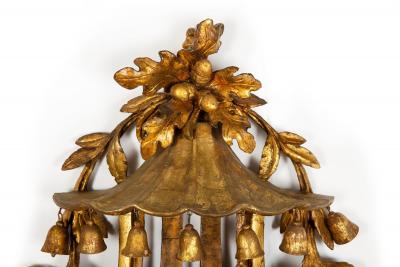 Fine Chinese Chippendale Pagoda Carved Giltwood Wall Mirror English c 1775