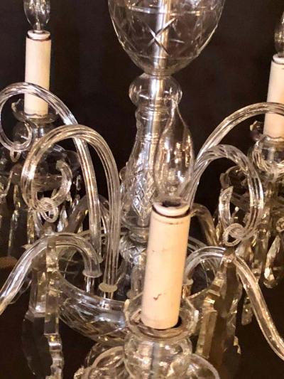 Fine Cut Crystal Georgian Chandelier with Large Pendants