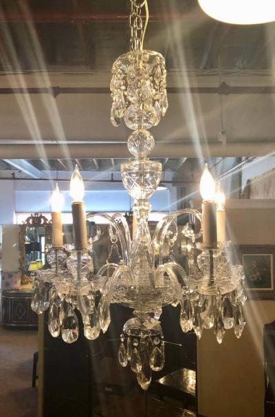 Fine Cut Crystal Georgian Chandelier with Large Pendants