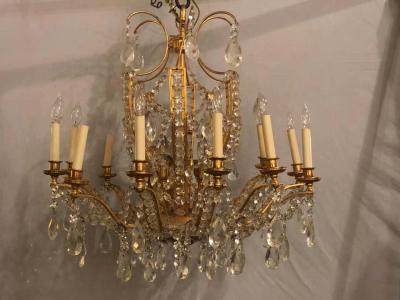 Fine Cut Crystal and Gilt Bronze Neoclassical Eighteen Light Chandelier