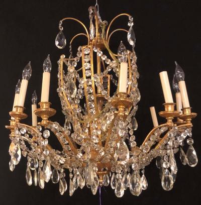 Fine Cut Crystal and Gilt Bronze Neoclassical Eighteen Light Chandelier