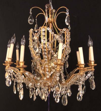 Fine Cut Crystal and Gilt Bronze Neoclassical Eighteen Light Chandelier