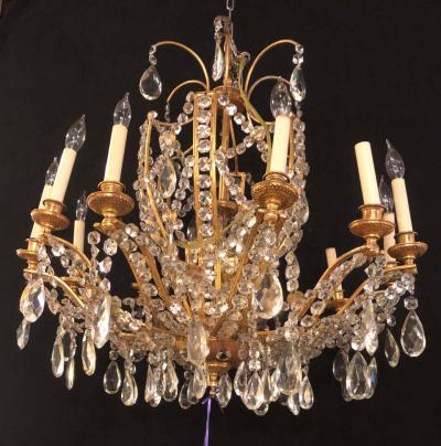 Fine Cut Crystal and Gilt Bronze Neoclassical Eighteen Light Chandelier