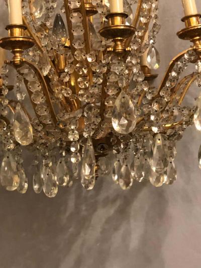 Fine Cut Crystal and Gilt Bronze Neoclassical Eighteen Light Chandelier