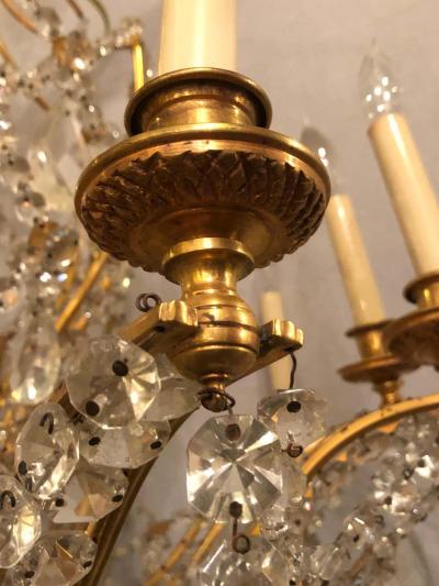 Fine Cut Crystal and Gilt Bronze Neoclassical Eighteen Light Chandelier