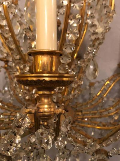 Fine Cut Crystal and Gilt Bronze Neoclassical Eighteen Light Chandelier