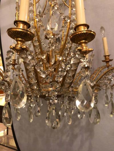 Fine Cut Crystal and Gilt Bronze Neoclassical Eighteen Light Chandelier