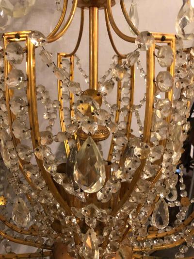 Fine Cut Crystal and Gilt Bronze Neoclassical Eighteen Light Chandelier