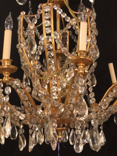 Fine Cut Crystal and Gilt Bronze Neoclassical Eighteen Light Chandelier