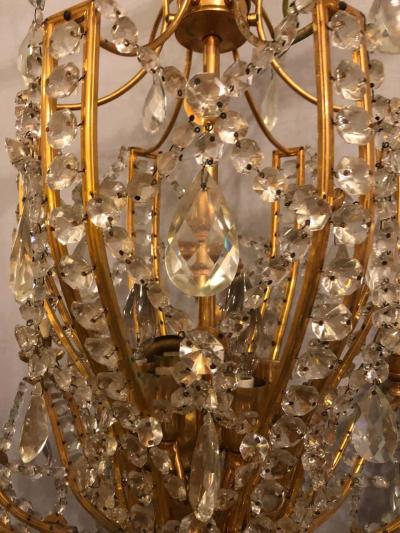 Fine Cut Crystal and Gilt Bronze Neoclassical Eighteen Light Chandelier