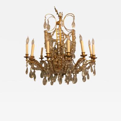 Fine Cut Crystal and Gilt Bronze Neoclassical Eighteen Light Chandelier