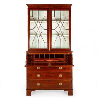 Fine English George III Antique Mahogany Secretary Desk circa 1780