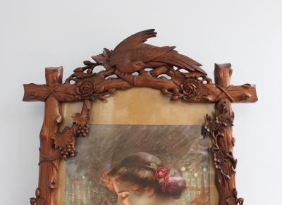 Fine French 1900s Hand Carved Frame with an Original Print