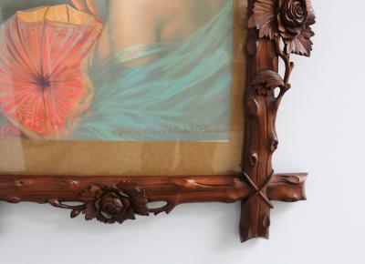 Fine French 1900s Hand Carved Frame with an Original Print