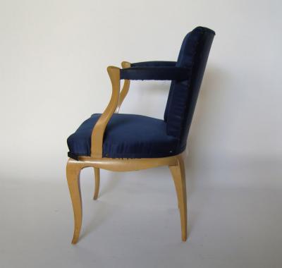 Fine French 1940s Armchair and Matching Stool