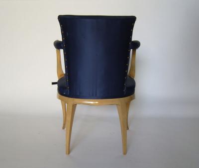 Fine French 1940s Armchair and Matching Stool