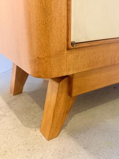 Fine French 1940s Sycamore and Parchment Secretary